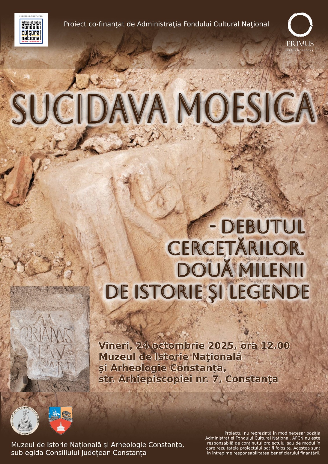 afis conferinta SUCIDAVA MOESICA DEBUTUL CERCETARILOR