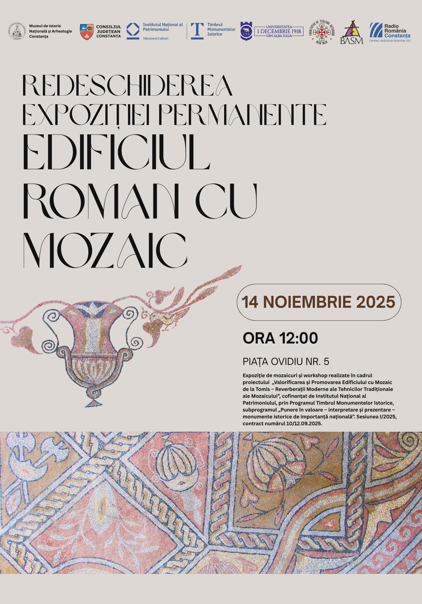 2 afis redeschidere edificiu cu mozaic 2